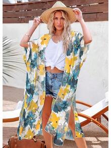 Women's Long Lace Kimono Cover Ups Tops Lightweight Summer Cardigan Dusters Sheer Boho Beach Plus Size Maxi XX-Large White At  Women's Clothing Store - Big Flower Folds - View 4