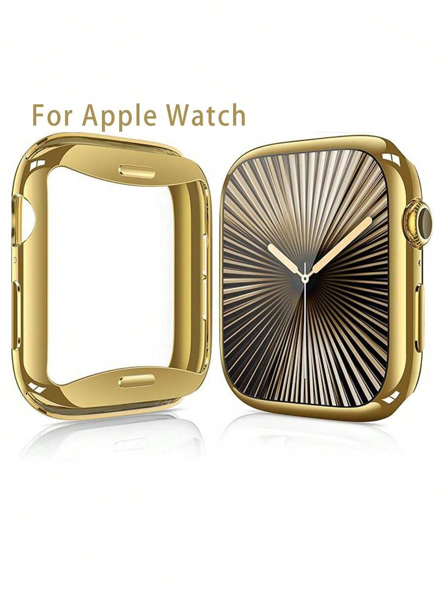 1pc Transparent 360° Full Coverage Protective Case For New S10 Series, Anti-Drop Design, Compatible With Apple Watch Ultra/SE/8/7/6/5/4/3/2/1/S10 - Gold - View 1