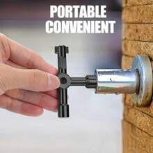 1pc Multi-Functional High Carbon Steel Key Wrench, Suitable For Electrical Cabinet, Elevator, Water Meter Valve, Cross Wrench
