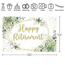 1pc Happy Retirement Backdrop - Eucalyptus Leaves Retirement Party Decorations - Sage Green Greenery Congrats Photo Booth Prop