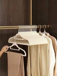 20pcs/10pcs Flocked Hangers, Non-Slip Flocked Suit Pants Clothes Drying Rack Rotating Hook Hangers, Suitable For Suits And Coats, Space Saving (Random Color)