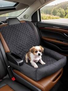1 pièce Coussin de siège de voiture en polyester pour animal de compagnie, lit de voyage imperméable pour petit animal de compagnie pour voiture, s'adapte au siège passager avant, convient aux petits animaux de compagnie pour les voyages et la protection en extérieur - Multicolore - Voir 12