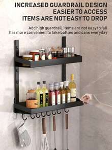 1pc Multifunctional Wall-Mounted Spice Rack - Rust-Proof Metal Hanging Storage Rack For Kitchen Cabinet And Behind The Door - Kitchen Accessories And Home Decoration - Multicolor - View 10