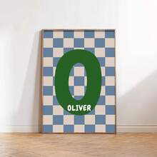 1pc, Custom Initials Printing, Personalized Plaid Poster, Baby Boy Room Decor, Baby Boy Gifts, Kids Room Wall Art, Wall Art Prints, Bedroom Decor, Unframed - Multicolor - View 16