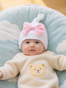 3 Stück Baby Schleifenhüte, dehnbare Baby Turban Mützen, Baby Accessoires, Baby Mütze mit Schleifen für Baby Mädchen, Baby Jungen Caps, Kleinkind, Neugeborene, Baby Mütze unisex, Neugeborenes Baby Mädchen, Babybedarf - Mehrfarbig - Übersicht 5