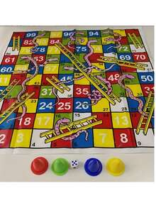 3D Snake & Ladder Board Game Set - Folding Portable Chessboard With Dice & Pieces | Family Classic Strategy Game For Teens & Adults (Travel-Friendly Indoor/Outdoor Game) - Multicolor - View 2