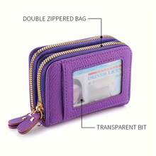 Compact Zip Wallet With Clear ID Window – Stylish PU Leather For Everyday Use - màu đen - Xem 4