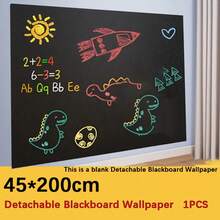 1 Set Of Detachable Blackboard Wallpaper And 5 Randomly Colored Chalk, Durable Dry Erase Wallpaper Message Board, Suitable For Children's Graffiti, Office, School, Home