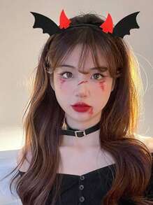 1 pièce Serre-tête de cornes de diable pour Halloween, 2 pièces Barrettes de cornes de diable rouges, accessoires de cheveux pour femmes et hommes, pour fêtes d'Halloween, cosplay, événements festifs. Bandeau à ailes de chauve-souris noires, taille unique, serre-tête pour femmes, accessoires de cheveux, diadème, serre-tête