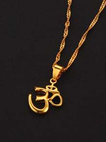1pc New Design Symbol Pendant Necklace, Unisex Yoga Chain, OM Religious Jewelry Accessory Used In - Multicolor - View 4
