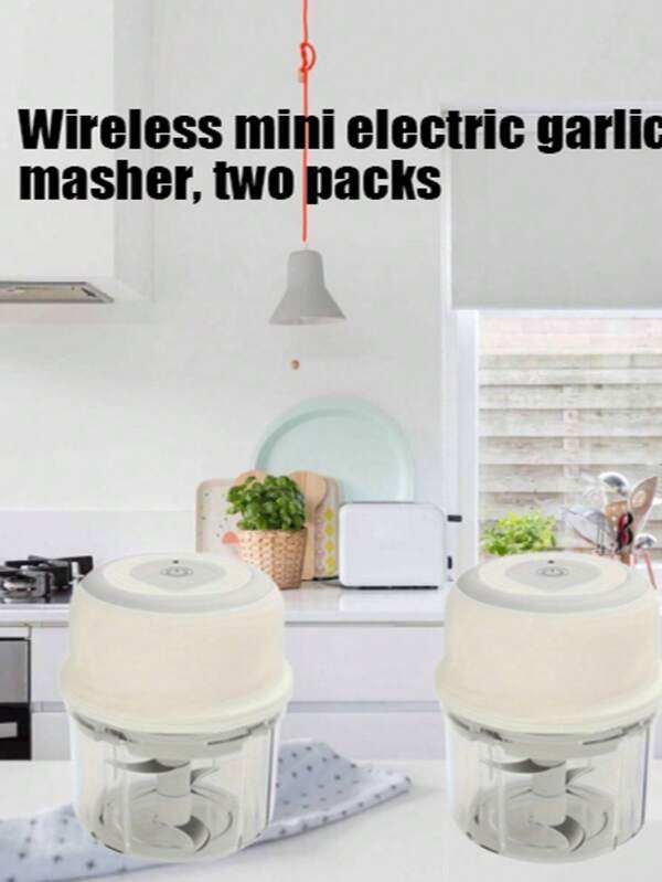 2 piezas, dispositivo portátil eléctrico para triturar ajo para uso doméstico, una batidora compacta diseñada para triturar ajo.