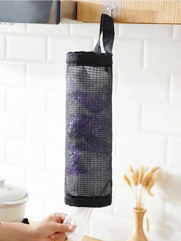 حامل كيس القمامة المعلق، رف كيس بلاستيكي، موزع تخزين معلق شبكي، كيس تخزين مثبت على الحائط، منظم كيس بلاستيكي لأغطية الأحذية والكيس القمامة، منظم تخزين المطبخ، كيس تخزين معلق مثبت على الحائط، قابل للطي، شبكي قابل للتهوية وللغسيل، موزع/منظم كيس القمامة، مناسب للمنزل والمطبخ وحفلات الشاطئ الصيفية والبقالة والتخييم وتنظيم الغرف والاكسسوارات المطبخية وتخزين الأكياس البلاستيكية