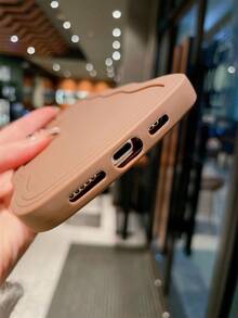 Solid Color TPU Fashionable Macaron Khaki Wave Frame Anti-Drop Phone Case, Compatible With Apple 16/15 PROMAX/15 PLUS/15 PRO/15/14 PROMAX/14 PLUS/14 PRO/14/13 PROMAX/PROMAX/12 PROMAX/12 PRO/12/11 PROMAX/11 Waterproof Shockproof Scratch Resistant Spring Gift 1pc - Brown - View 2