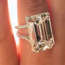Elegant And Shining Oversized 0.55*0.39 Inch Inlaid Synthetic Zirconia Engagement Ring, Luxury Bridal Wedding Party Accessories, Women'S Jewelry - 彩色 - 查看 6