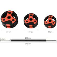 SPORTNOW Ensemble d'haltère 20 kg, kit barre de musculation pavec oignée antidérapante, exercices de fitness entraînement à la maison et gym, poids réglable, charge max. 50 kg, noir - Noir - Voir 5