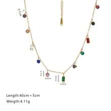 1 Piece Of Fashionable And Simple 304 Stainless Steel Inlaid Artificial Coloured Pendant Necklace For Women, Light Luxury Temperament, Exquisite And Versatile Necklace Accessory