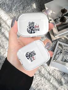 Super Cute Little Raccoon Patterns High Quality Shock Absorption Black Airpod Case 360 Degree Full Protection Compatible With AirPodsPRO, AIRPODS3, AIRPODSPRO2, AIRPODS2, AIRPODS4.The Special Gift For Friend, Parents, Lover. - Clear - View 2