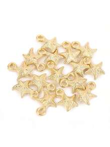 30 piezas Set mixto de abalorios CCB con estrellas de mar, conchas y nácar de oro para hacer collares y pulseras de joyería tipo playa, mar y vacaciones para bricolaje