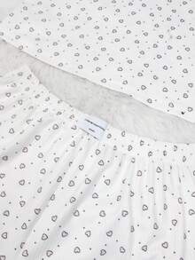 2pcs/Set Women's Knitted Printed Outfit, Lightweight And Casual, With Ruffled Short Sleeved Top And Shorts, Perfect For Home Use In Summer, For Going Out, Two Pieces Set Lounge Set - Black and White - View 2