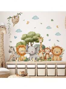 Watercolor Cute Forest Animal Wall Stickers - PVC Self-Adhesive Decals - For Toy Room/ Baby Room Decor / Nursery /Classroom Decor & Home Decoration & Cartoon Cute Animal Stickers & Birthday Present