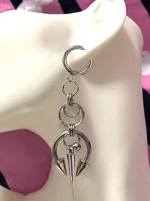 2pcs Gothic Style Silver Stainless Steel Horseshoe Rivet Earrings, For Men & Women For Party & Daily Wear