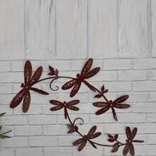 1PC Rusty Metal Dragonfly Wall Art Decor, Easy-To-Install Wrought Iron Decoration, Cross-Border American-Style For Garden Fence, Ideal For Indoor Outdoor Use, Perfect Housewarming Home Decor Gift - Rust Brown - View 7
