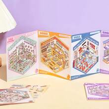 1 Book/2 Books Miniature Scene Cute Sticker Book - 18pcs 3D Fun Landscape Sticker Set, School Supplies,Back To School Stickers Scrapbook Supplies Funny Stickers Laptop Stickers Kindle Phone Stickers - Multicolor - View 5
