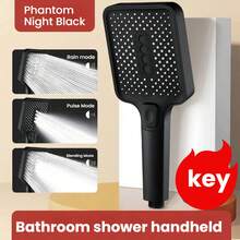 Tatukiko 1pc/Set Square Showerhead, Pressurized Shower Head, Bathroom Hot Water Heater Shower Head Set, Handheld Shower Spray Head, Adjustable Water Flow Shower Head + 1.5m Shower Hose Bathroom Accessories Bathroom Tools - Multicolor - View 4