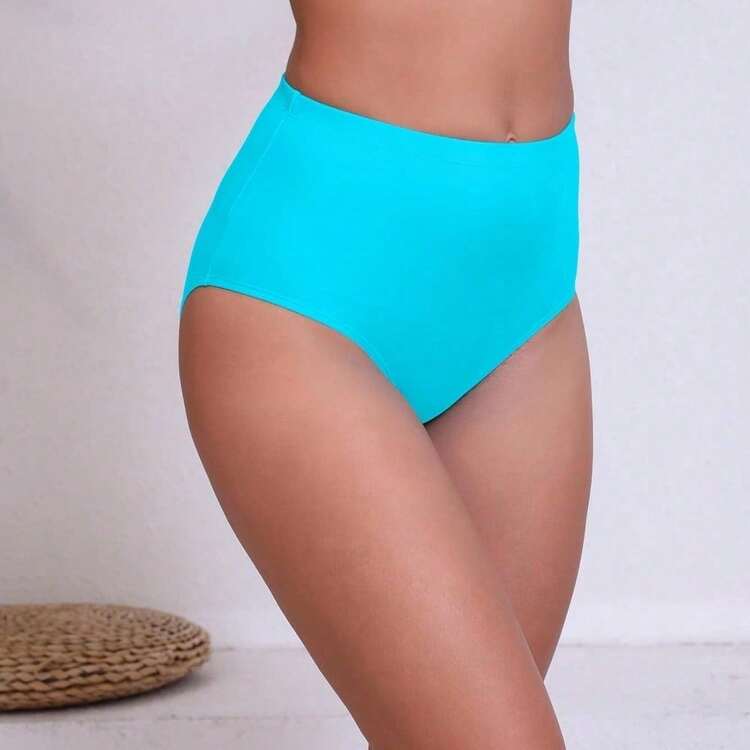 Women's High Waisted Swim Bottoms Swimsuit Full Coverage Bikini Bottoms - Light Blue - 查看 3