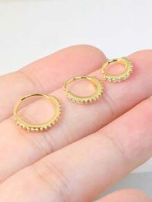 1pc Cubic Zirconia Decor Nose Ring For Women & Men 6mm 8mm 10mm - Yellow Gold - View 2