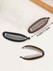 2 Pieces/1 Piece, Simple Matt Solid Color Fish Tail Hair Clips, Elegant Vertical Ponytail Banana Clip Solid Color Casual Polypropylene Ponytail Clip For Daily Commute, Non-Damaging To Hair, Hair Accessories - Multicolor - View 12