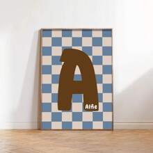 1pc, Custom Initials Printing, Personalized Plaid Poster, Baby Boy Room Decor, Baby Boy Gifts, Kids Room Wall Art, Wall Art Prints, Bedroom Decor, Unframed - Multicolor - View 14