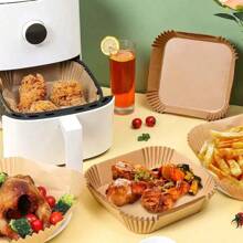 100er Pack Antihaftauskleidung für Heißluftfritteuse | quadratisch & rund 16cm (6,3") Backblech | mikrowellen- und ofenfest zum Grillen/Braten | mühelose Reinigung Küchentrick für Zuhause und kommerziellen Gebrauch Schulanfang