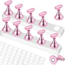 [2 Set Pro Kit]Nail Stand With Magnetic Base & 100 PCS Double Sided Tape - Adjustable Press On Nail Holder Stand, Nail Practice Hand Model For Painting & Display (Pink). Complete Nail Art Studio Set For Home DIY, Beginner Training & Salon Use. 360° Rotating Stand With Non-Slip Base + Removable Finger Inserts. Perfect For Press On Nail Application, Nail Art Practice, Gel Polish Training, Acrylic Nail Display, Nail Photography & Organization. Ideal For Nail Technicians, Nail Art Students, DIY Enthusiasts & Home Salon Starters - 1 - 查看 2