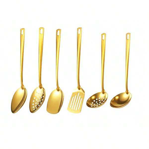1/6 pièces Set de couverts de service en acier inoxydable comprenant une cuillère à soupe, une cuillère de service et une fourchette de service. Convient pour la maison, la cuisine, l'hôtel, le buffet et les banquets. Cadeau de Noël