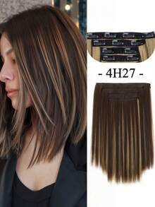 Extensiones de cabello rectas de 14 pulgadas, set de 4 piezas. Extensiones de cabello sintético suave y natural para aumentar el volumen del cabello de las mujeres, para uso diario y de fiesta - Multicolor - Ver 11