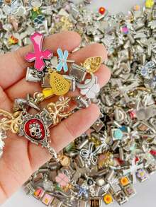 1/18/54/108pcs Christmas Thanksgiving Random Exquisite Italian Charm Bracelet Set, Assorted Jewelry And Opening Tools, 9mm Modular Jewelry Bracelet Links Handmade DIY Jewelry Gifts, DIY Accessories Made Of Stainless Steel, Handmade DIY Jewelry Gifts, Perfect For Mother's Day Birthday Teacher's Day And Back To School Season For Best Friends - 彩色 - 查看 4