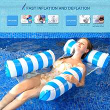 4-In-1 Pool Float (Hammock, Saddle, Lounge, Float), Inflatable Pool Floating Hammock (Free Random Color Air Pump Included), Adult Inflatable Water Hammock, Multi-Function Adult Vacation Pool Hammock, Personalized Christmas Gift (Suitable For Both Men And Women), Fun Gift For Teenagers - Multicolor - View 5