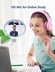 Kids Headphones With Microphone, Foldable 85/94dB Safe Volume Stereo Adjustable Over Ear Headphones For Kids, Girls, Boys, Children, Share Function Wired Kids Headphones For School Tablet