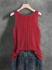 Áo vest dệt kim không tay dáng suông, thoáng khí, màu trơn, đa năng dành cho nữ, thích hợp cho thể thao, tập thể dục, mặc hàng ngày, kỳ nghỉ hè, phong cách thường ngày, unisex, mềm mại và thoải mái, màu đỏ xuân/hè. - Đỏ - Xem 5