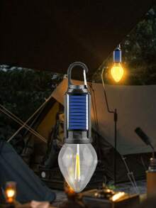 1 件太阳能 LED 灯钨丝可充电便携式户外花园露营帐篷灯，IP65 防水应急夜间聚光灯，带 C 型充电，适用于露营、家庭庭院花园装饰 - 暖白色 - 查看 14