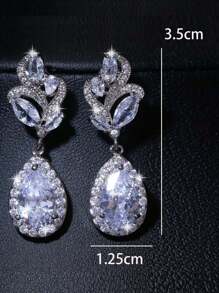 1 paire de boucles d'oreilles de mariée asymétriques avec design de goutte d'eau, accessoire de mode pour un port quotidien pour femmes