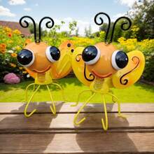 3 pièces Décorations de jardin extérieur en métal en forme d'abeilles, sculptures en fer 3D pour clôture de jardin, décoration murale pour pelouse, cour et pièce