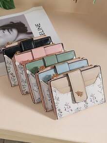 1pc Creative New Fashionable Cute Elegant Floral Short Wallet, Multi-Card Slots Card Holder, Compact Portable Coin Purse, High-End Women Multi-Functional Student Wallet, Multi-Functional Storage Bag, Can Hold Lipstick, Hair Clips, Jewelry, ID, Driver's License, Cards, Cables, Earphones, Coins, Keys, Suitable As Gift For Family, Friends, Valentine's Day, Souvenir - Multicolor - View 5