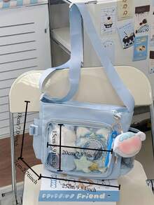 可爱小包女孩纯色透明口袋10厘米娃娃包日式学院风斜挎包女士钱包和手提包DIY单肩包带徽章展示盘返校礼物动漫粉丝演唱会别针包