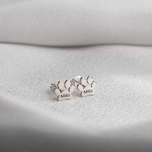 Gravierte Haustier Pfoten Individuelle Haustier Ohrstecker | Haustier Name Gravur | Katzen Mama Schmuck | Einzigartiges Haustier Andenken | Hunde Mama Ohrringe | Ohrstecker