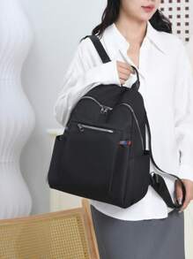 1 Pieza Mochila con múltiples bolsillos, casual y combinable, para estudiantes de escuela secundaria y universidad, mochila escolar, mochila de ocio y viaje para uso diario, con diseño de correa para equipaje, mochila versátil y de doble uso para el transporte