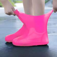 1 Pair Reusable Silicone Shoe Covers, Waterproof, Anti-Slip, Thickened, Durable, Portable, Odorless, Suitable For Both Men And Women (Slight Residues May Remain From The Manufacturing Process, Which Is A Normal Phenomenon And Does Not Affect The Use)