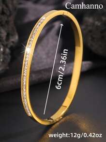 Camhanno 1PC Light Luxury And Stylish Stainless Steel Gold Bracelet With Elegant Temperament, Classic Style, Timeless, Suitable For Women's Daily Wear, Holiday Gift