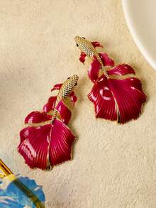 1 Pair Red Wedding Dress Ruffle Design Resin Goldfish Earrings - Betta Fish Earrings - View 15
